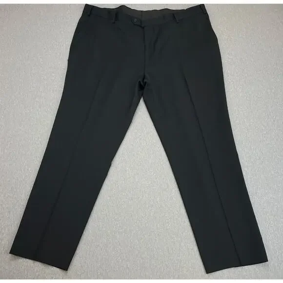 Jos A Bank Suit Men 48R Black 100% Wool 2-Button Pants 43 x 31 - 2 Piece Set